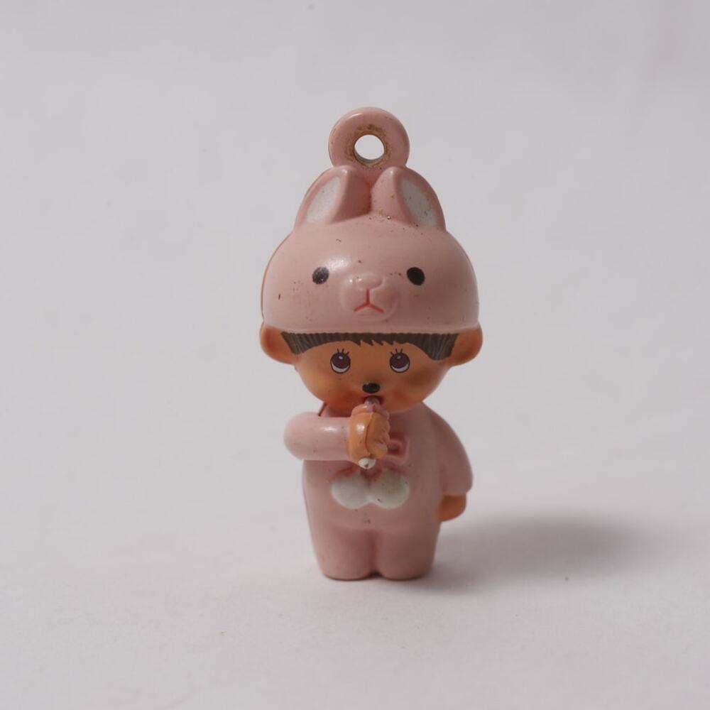 2001 Monchhichi Pink Rabbit Mini Charm Figurine ~ 260812-WH 947